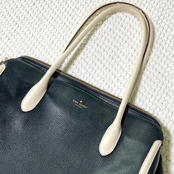 kate spade Handbags - Kate Spade Black and Biege Pebbled Leather Handbag
